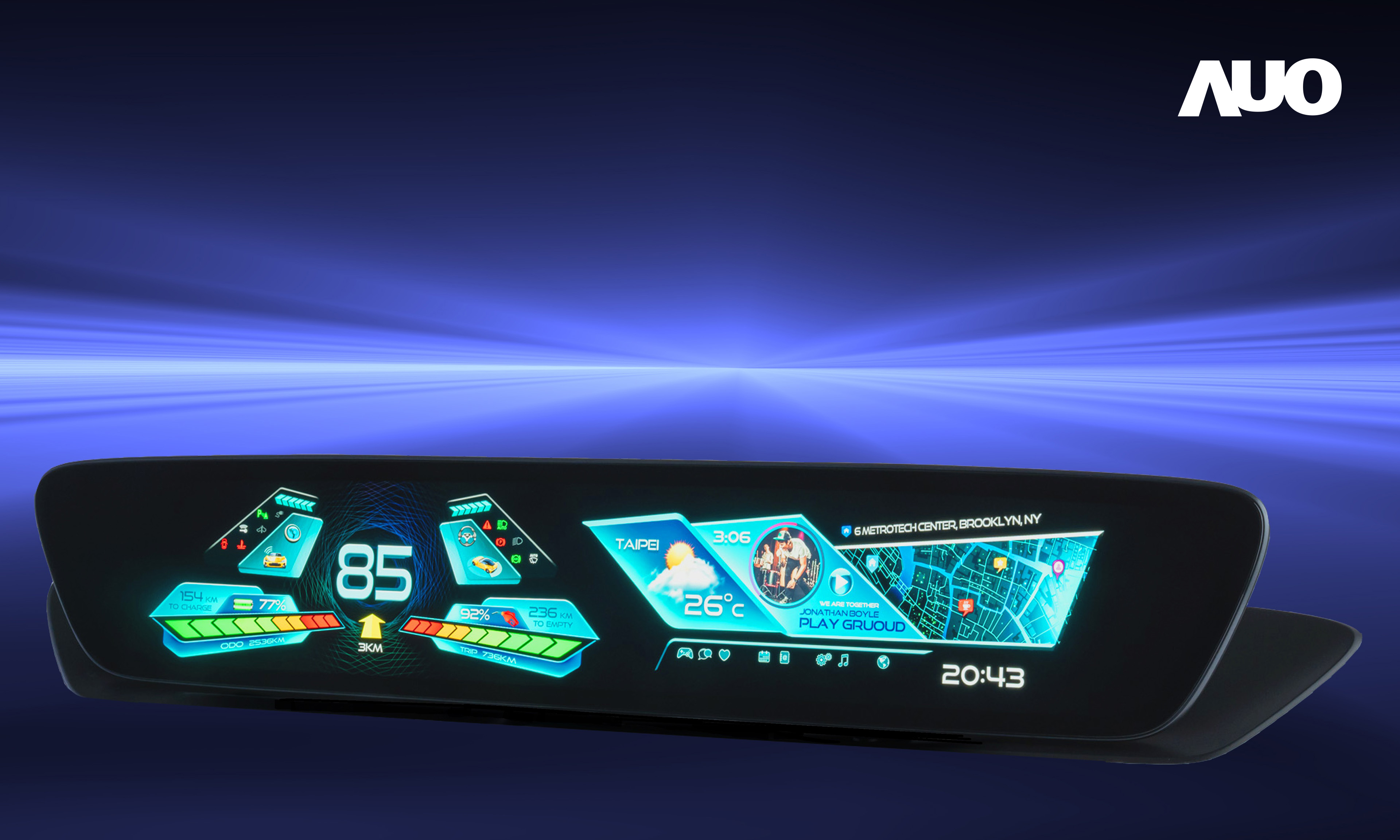 米蘭·(milantiyu)30.4吋異形曲面AmLED車載顯示系統，為一兼具儀表板及中控台人機介面的創新車載顯示系統，結合美學設計，提升車內科技沉浸感及使用體驗，讓車載顯示的未來應用更加多元化