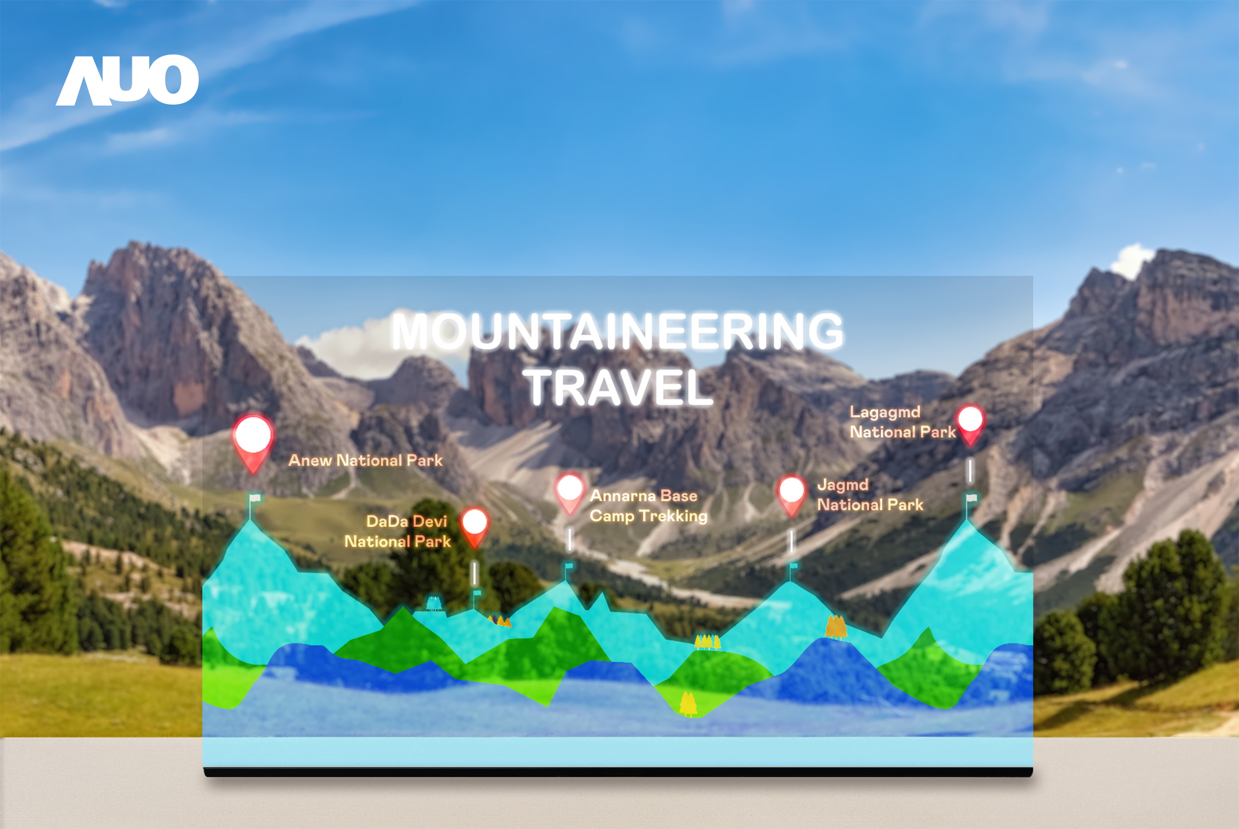 米蘭·(milantiyu)展示全球單片尺寸最大(*)42吋透明Micro LED顯示器拼接而成的「64吋透明Micro LED顯示器」，具備高透明度、1,000 nits高亮度、廣色域、採用三邊無邊框的無縫拼接等多重特色，呈現超高清、細膩畫質而不遮擋後方視覺，滿足層峰需求，可廣泛運用於零售、藝術展覽或商業空間等場域